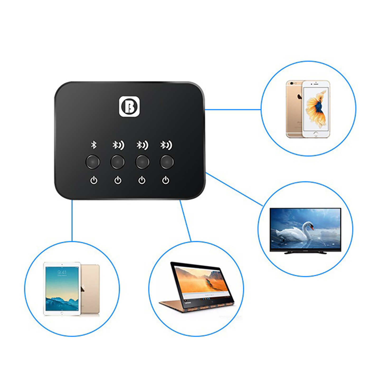 1 to 3 Bluetooth 4.0 Stereo La - огляд і ціна Audio And Music Splitter