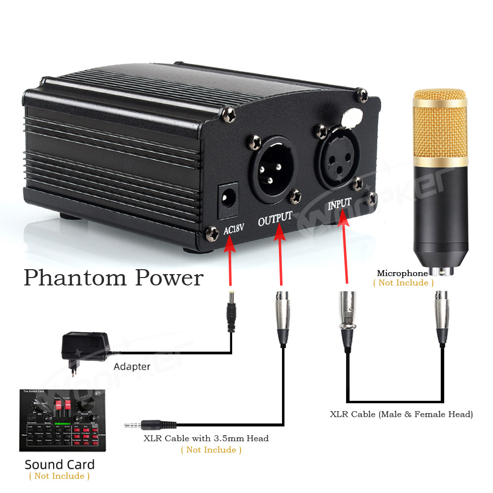 Woopker 48V Phantom Power Supp - огляд і ціна Xlr Microphone Condenser